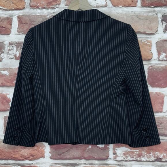 Michael Kors Jacket Women's Size 2 Black Striped Career Work Blazer Button Front - Picture 4 of 8